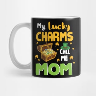 Gold Shamrocks Saint Patrick My Lucky Charms Call Me Mom Mug